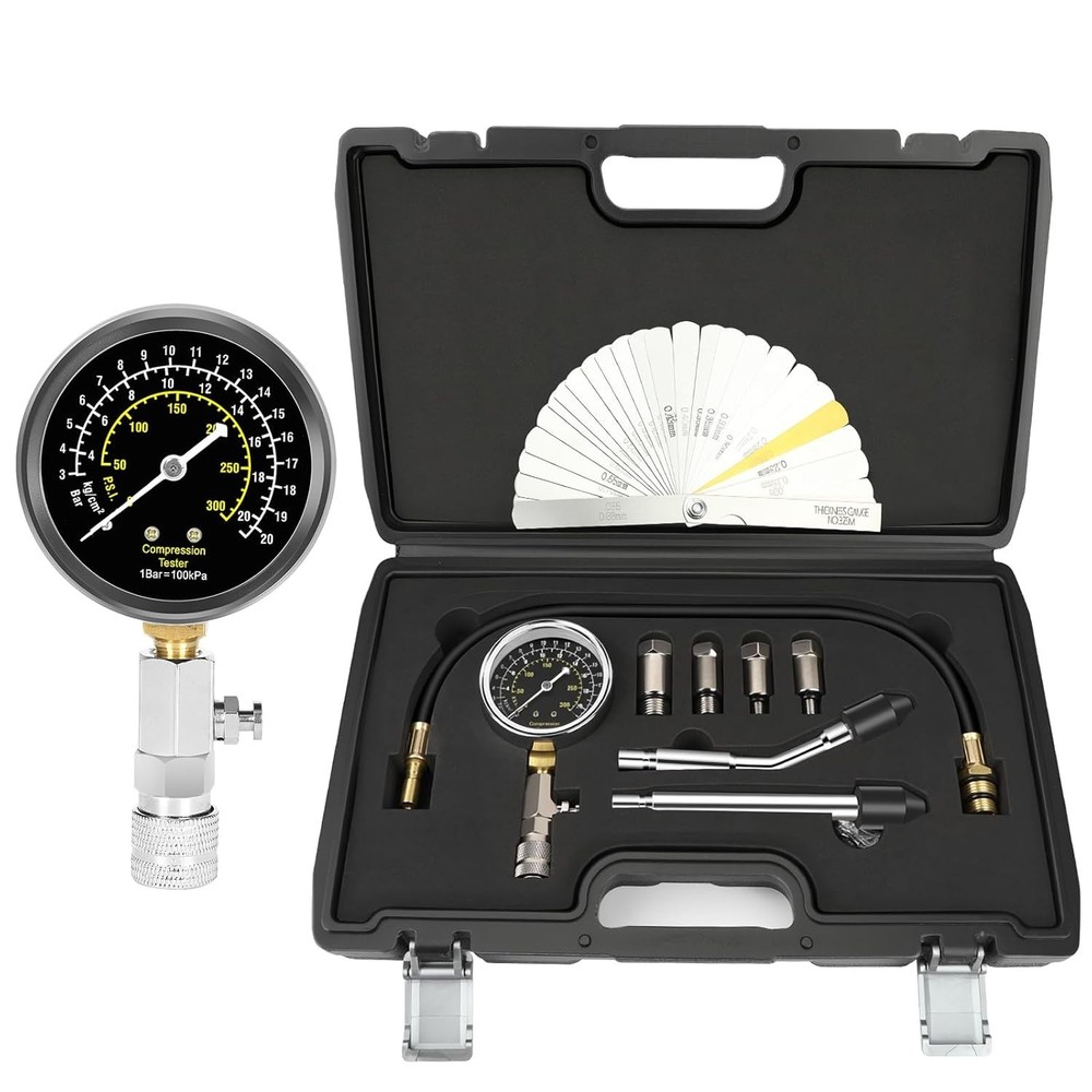 Triple Range Petrol Engine Compression Tester Kit - 9pcs with 4 Connect Adapters