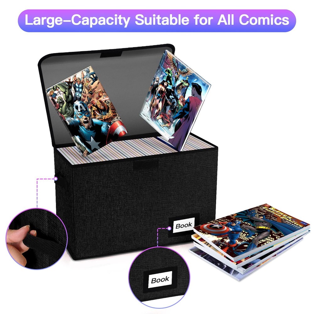 Comic Book Storage, Comic Book Box, 15.8" X 7.8" X 11.8", Collapsible Comic S...