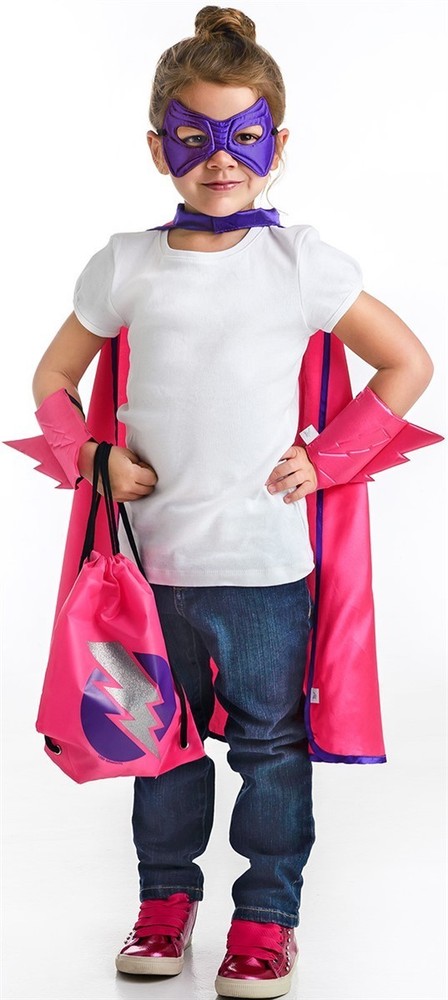 Superhero Girl Drawstring Backpack Dress Up Set