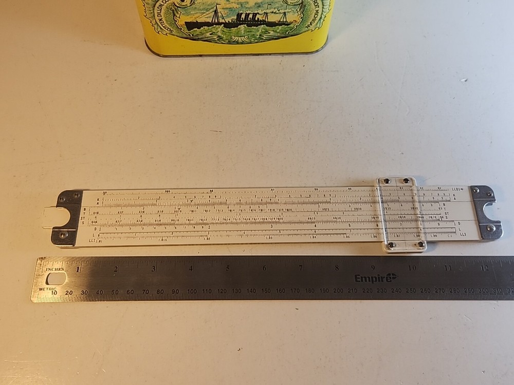 Acu-Math No. 1500 12-1/2" Plastic Slide Rule with case