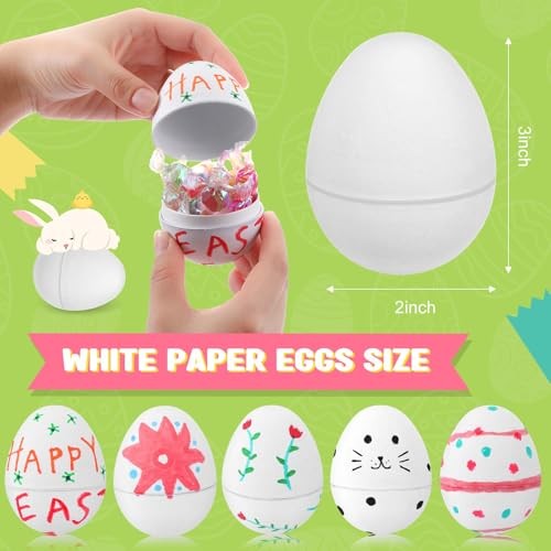 12 Pcs Paintable Easter Eggs, DIY Mache Paper Easter Eggs, Painting White