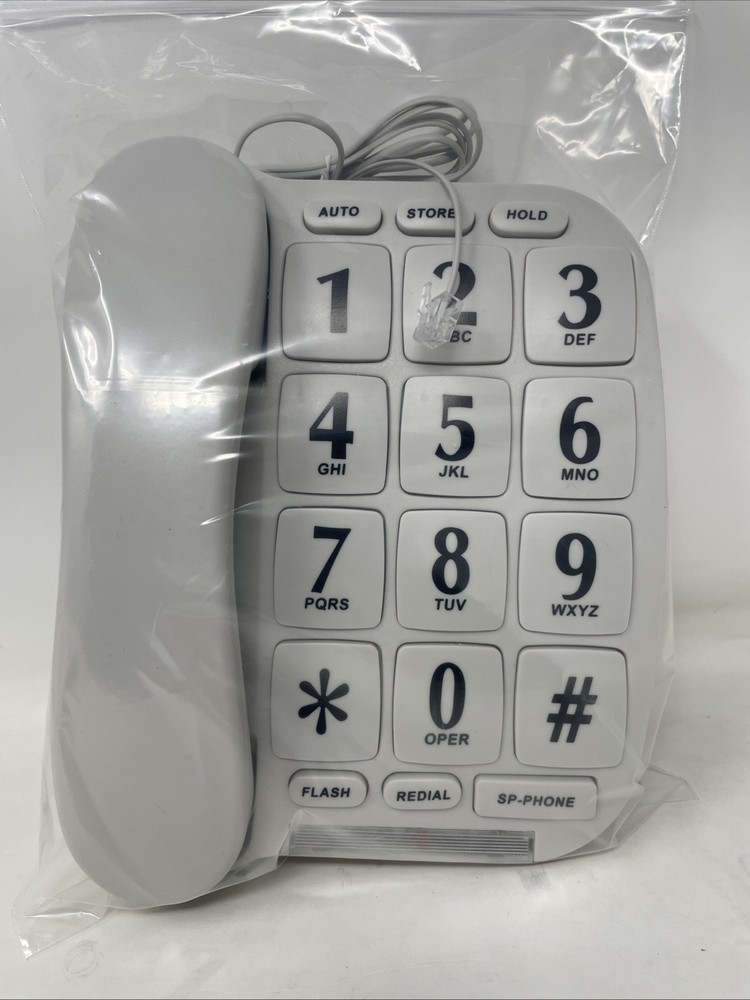 Big Keys White Telephone Large Buttons Volume Control Hands Free Function