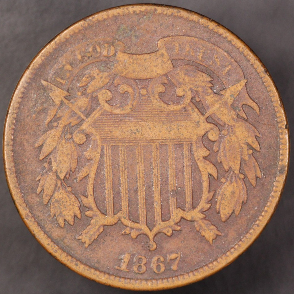 1867 TWO CENT PIECE FRESH FROM AN ORIGINAL COLLECTION-LOT CC-138