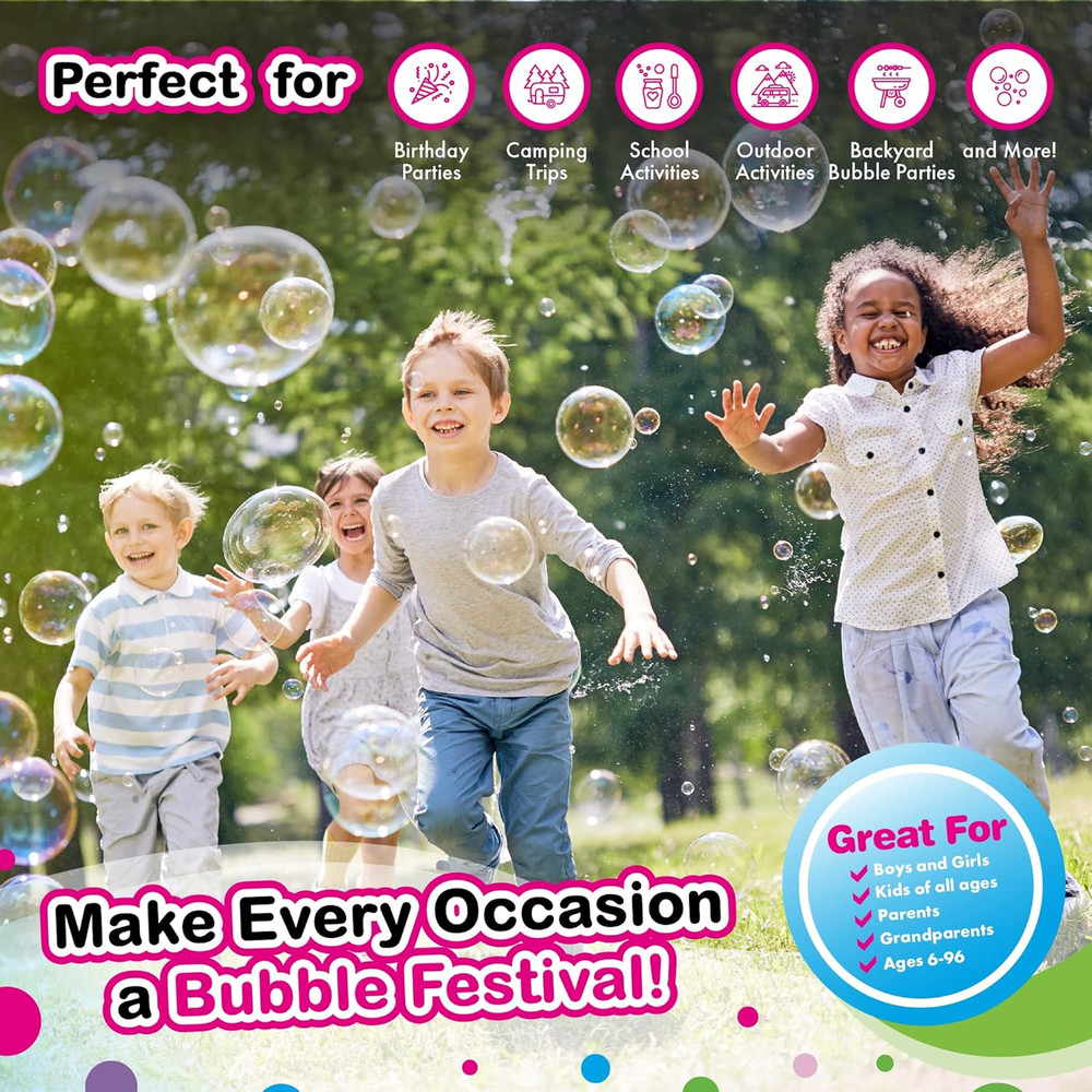 Big Bubbles Refill - Concentrated Giant Bubble Solution Makes 4 Gallons | 5 Pouc