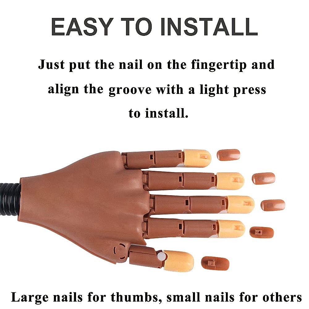 Versatile Nail Practice Hand for Beginners - 100 Acrylic Nail Tips Included