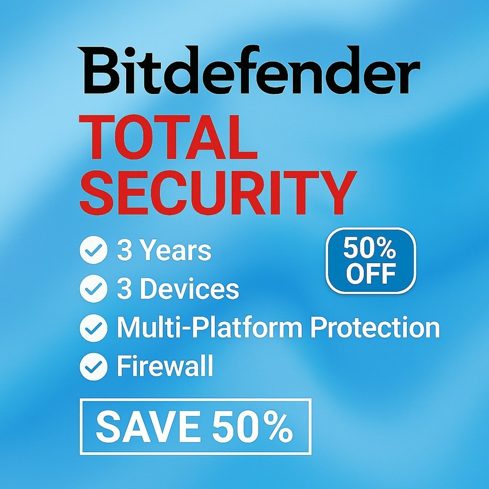 Bitdefender Total Security - 1 Year 10 Devices (Windows, MAC, Android)