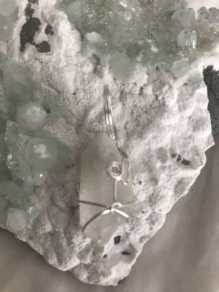 Deva Quartz Green Phantom Sterling Silver Wrapped Pendant