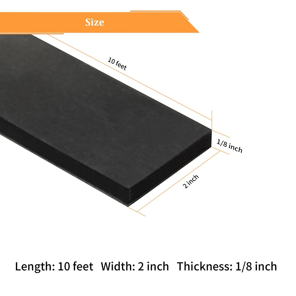 Solid Neoprene Rubber Strips Adhesive Backing 1/8 Inch Thick 2 Wide 10 Ft Long