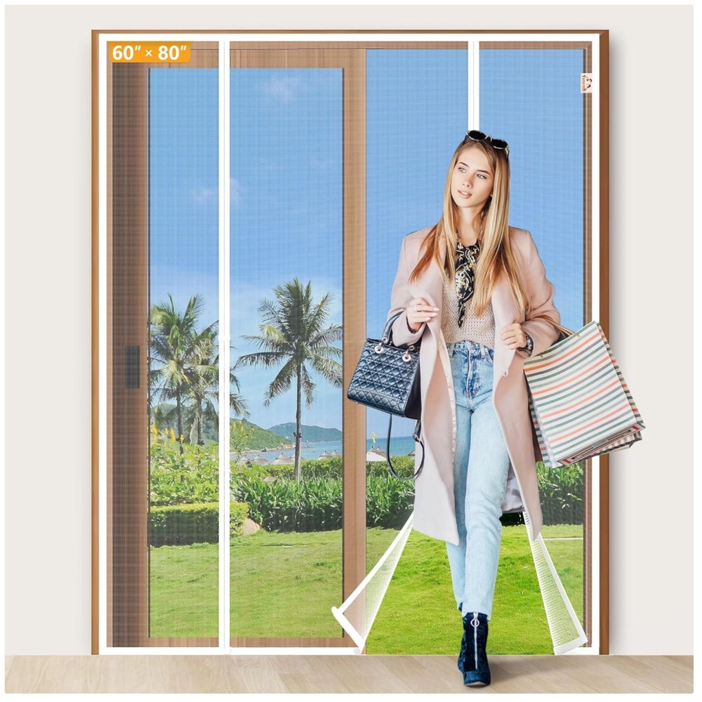 White Polyester Screen Door - Double Door Design