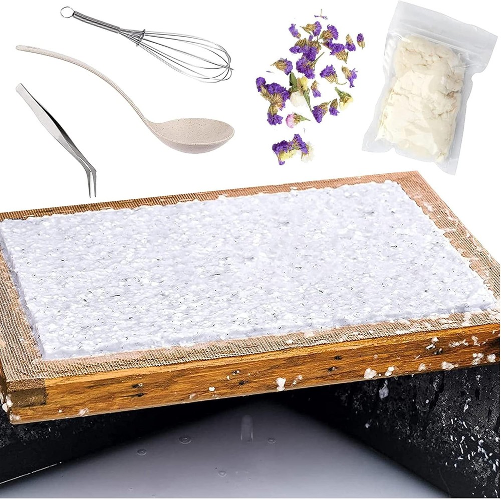 11 Pack Paper Making Screen Kit Include 5 PCS Wooden Paper Making Mold Frame...