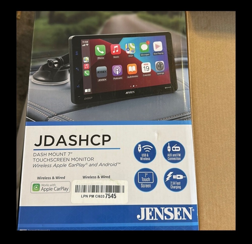 JENSEN JDASHCP 7-inch Portable Wireless Apple CarPlay Android Touchscreen | Dash