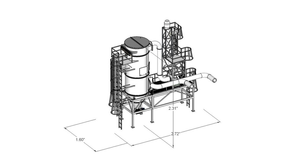 N Scale Dust Collection Rd. L. wPlatform Kit for Grain Elevator Structures 1:160