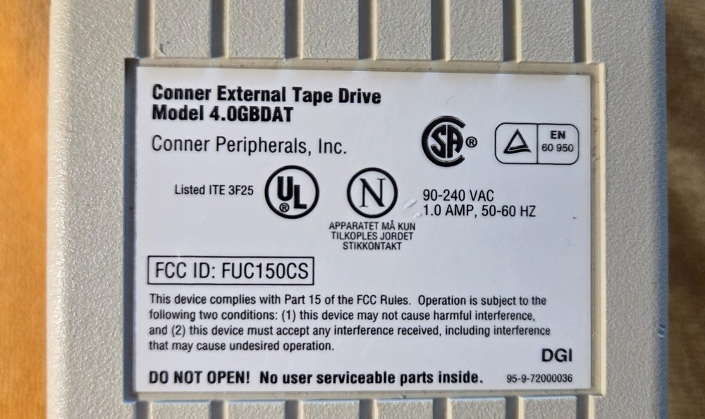 Conner MS4000DAT /DDS External SCSI DAT Tape Storage Drive