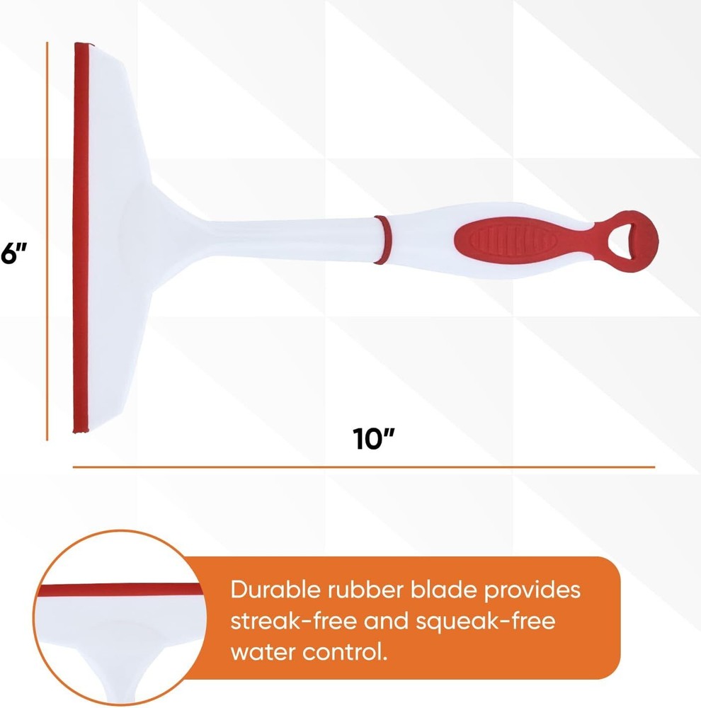 Superio 6" Window Rubber Squeegee with Hanging Loop, 2 Pack, Red