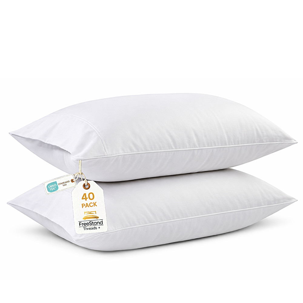 Threads+ King Pillowcases, 40 x 20– Soft, 100 GSM Microfiber (40 Pack White)