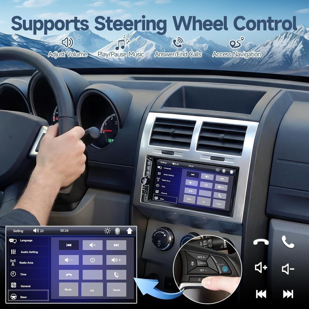 Advanced 7-Inch Touchscreen Car Stereo with AUX Input & Remote Control Features