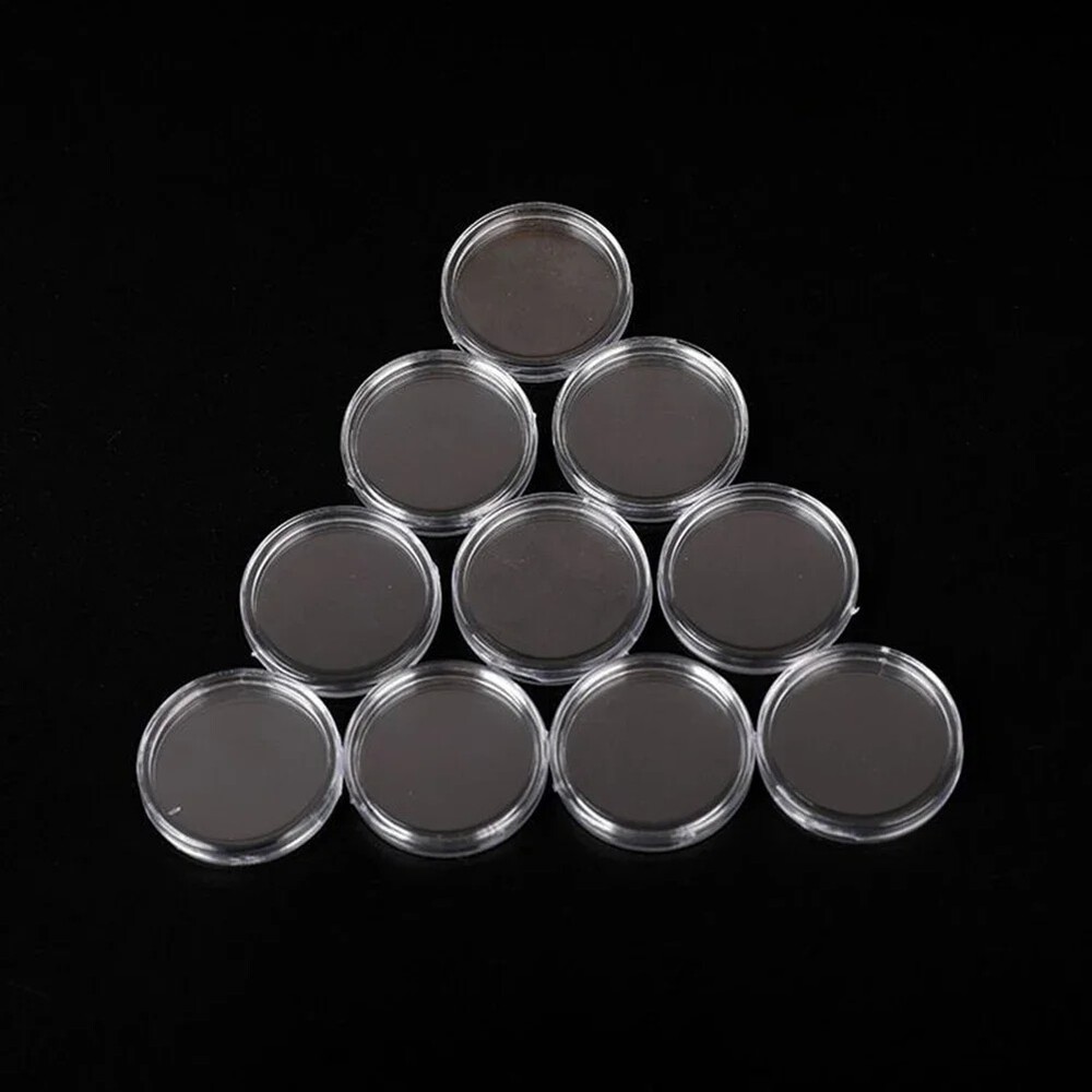 100Pack 19mm 0.75in Coin Capsule Storage Holder Round Container Plastic Direct