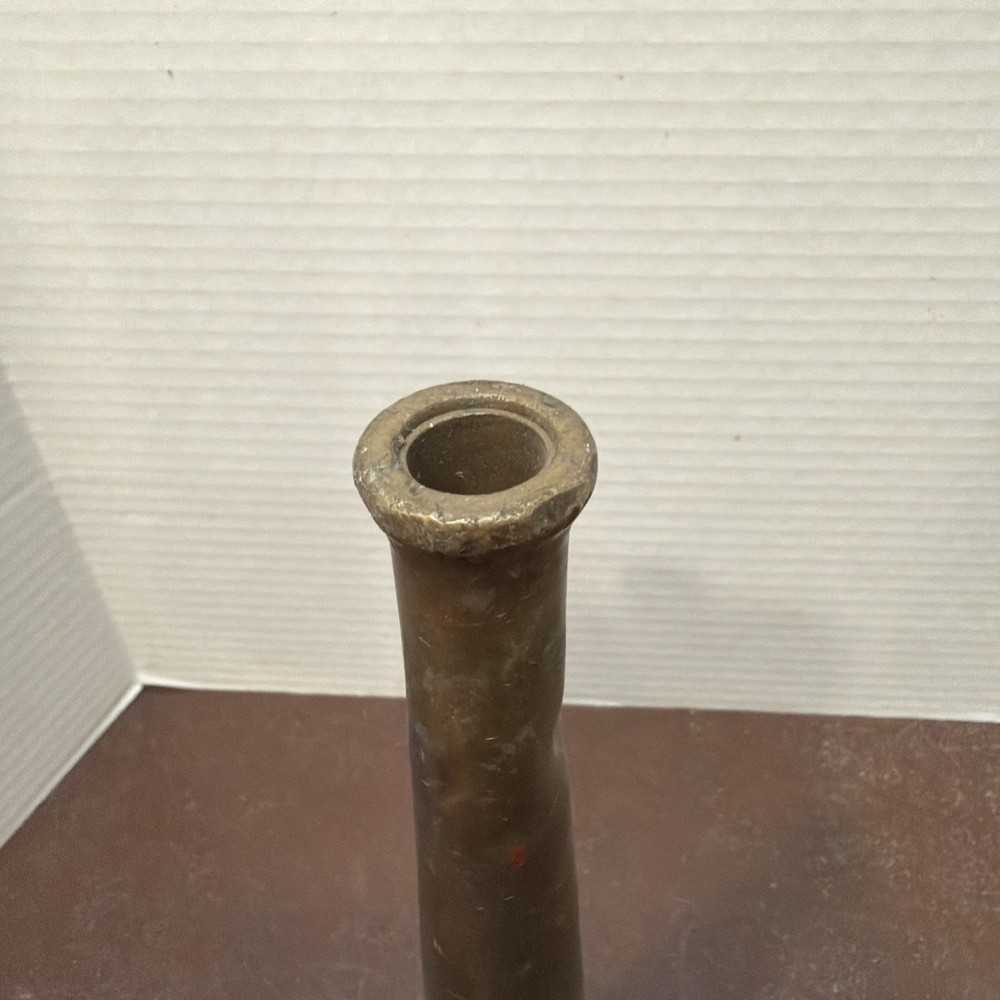 Vintage Solid Brass Fire Hose tapered Nozzle 10” with 2 “ threaded end
