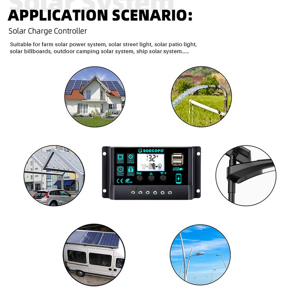 Solar Panel Kit 10A-100A Controller 12-18V Battery Charger Dual USB Caravan