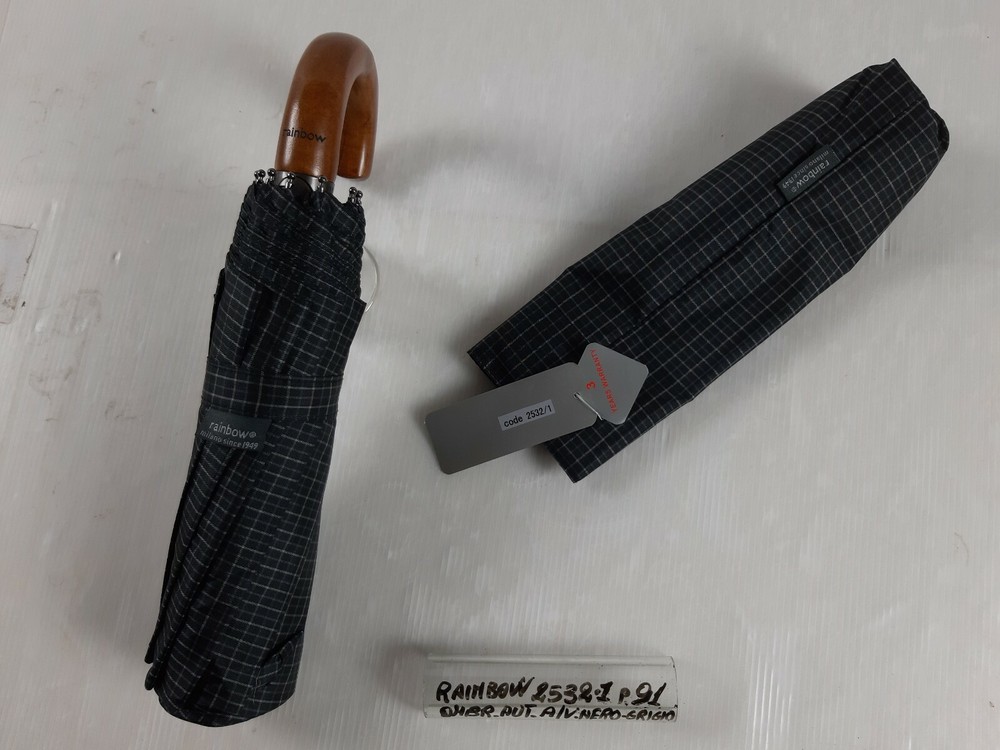 Unisex Mini Umbrella - Automatic - 10 Studs - Black/Grey - 2532-1 - Rainbow