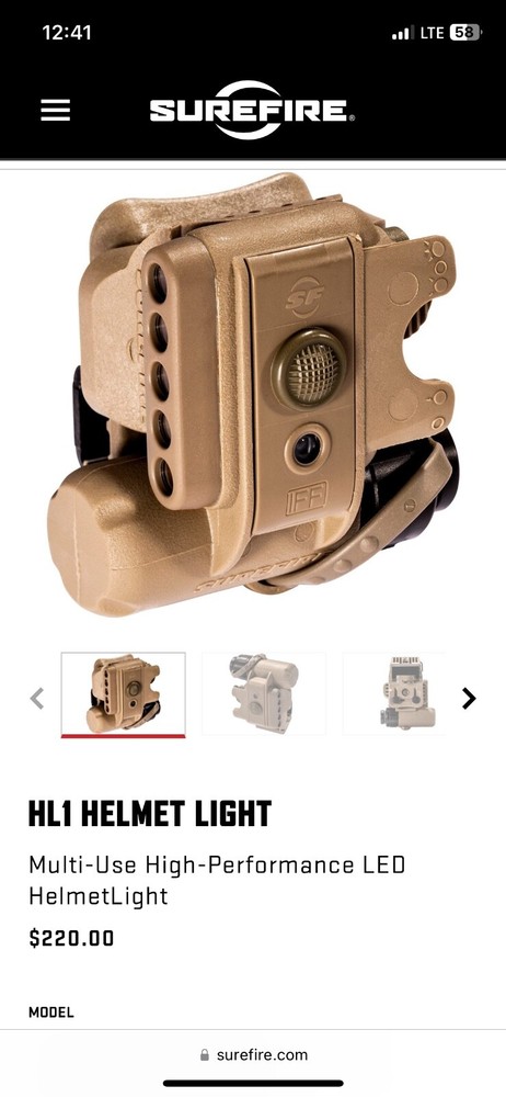 Surefire helmet light HL1-C-TN