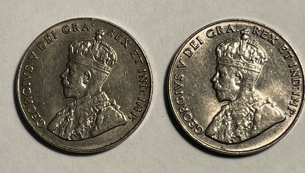 Canada 1928 & 1929 5C higher grade with luster (#1815)