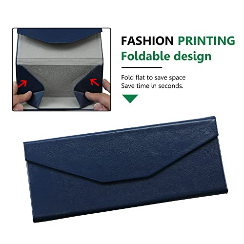 2 Pack Eyeglass Case Hard Shell with Foldable Design, Dhlnp_dark Blue(2 Pack)