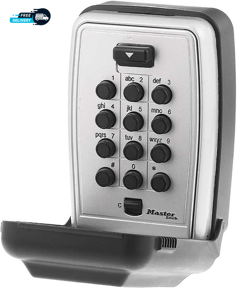 Black Wall Mount Key Lock Box with Push Button Code for Listings, Outdoor Key