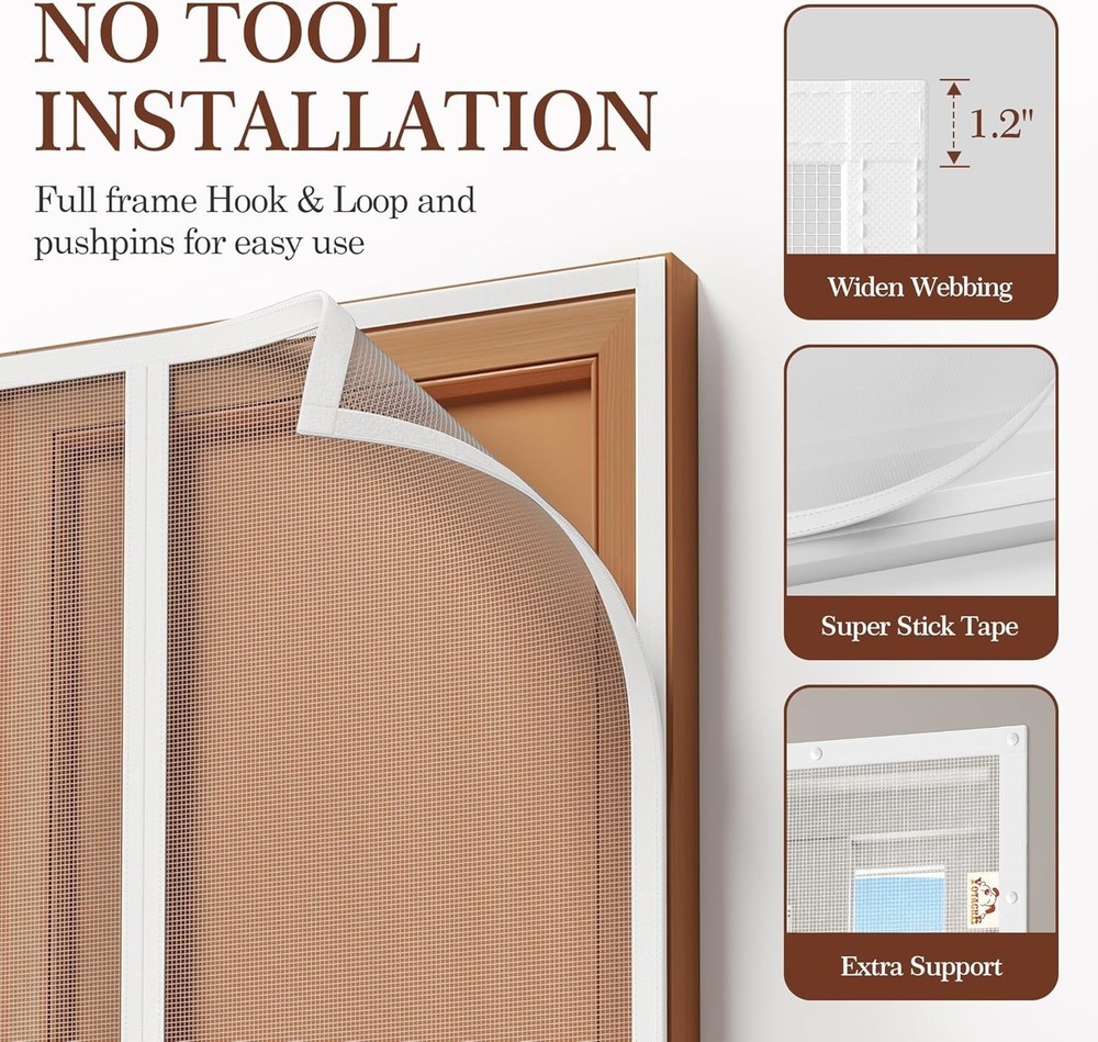 White Polyester Screen Door - Double Door Design