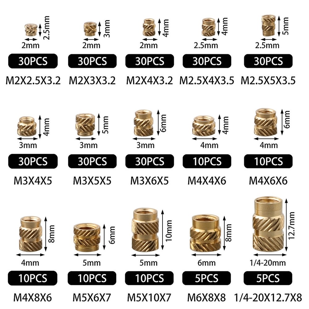 Threaded Inserts Brass M5 M6 Nuts Threaded Threaded Knurled 7 Models
