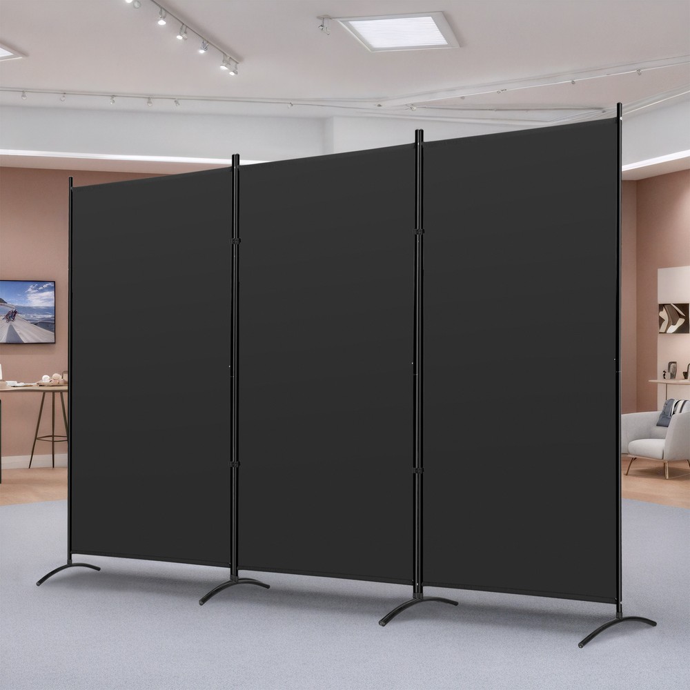 3 Panel Folding Partition Privacy Screens Freestanding Fabric Room Panel Black