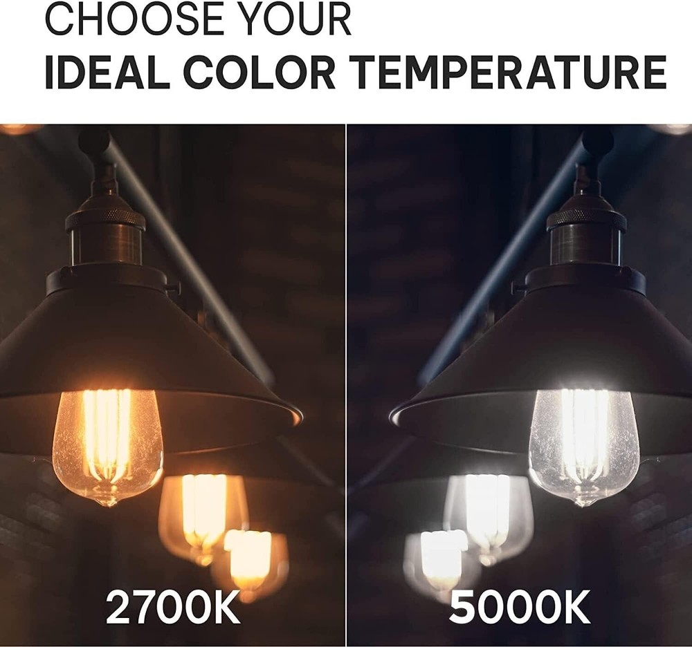 HUDSON BULB CO. Vintage LED Edison Light Bulbs 60W (6 Pack)- E26/E27 Base