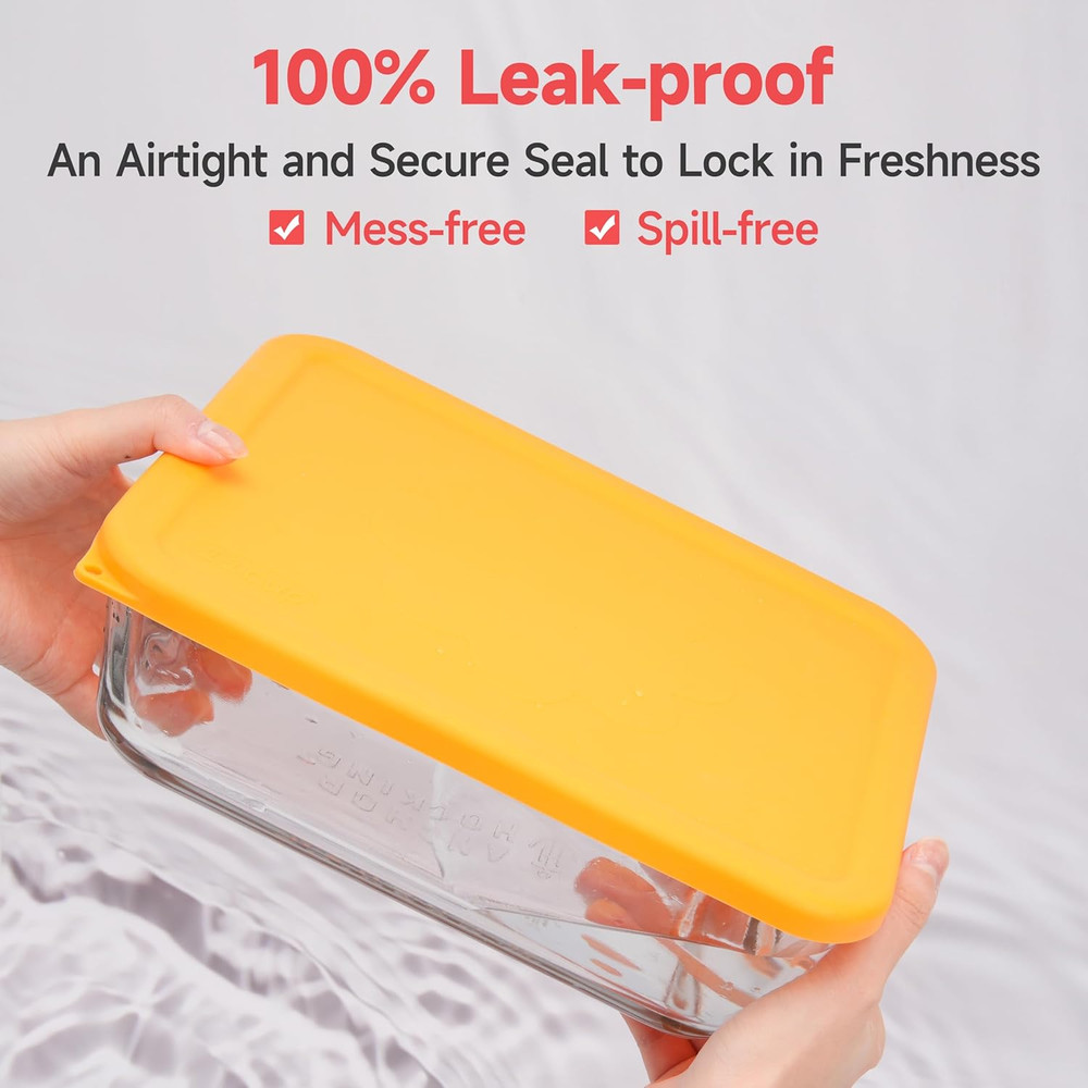 11 Cup Rectangle Silicone Storage Cover Lids Replacement for Anchor Hocking Glas