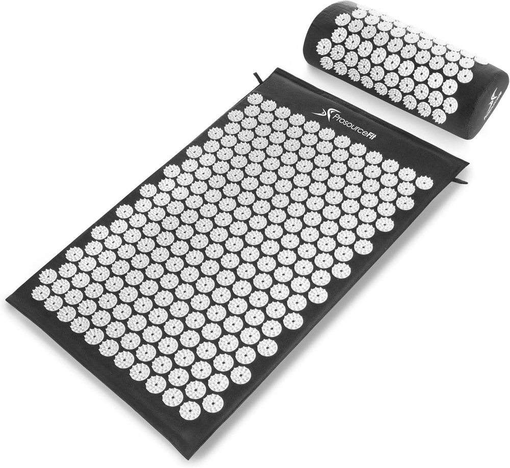 Black/White Acupressure Mat and Pillow Set - Neck & Back Relief Solution