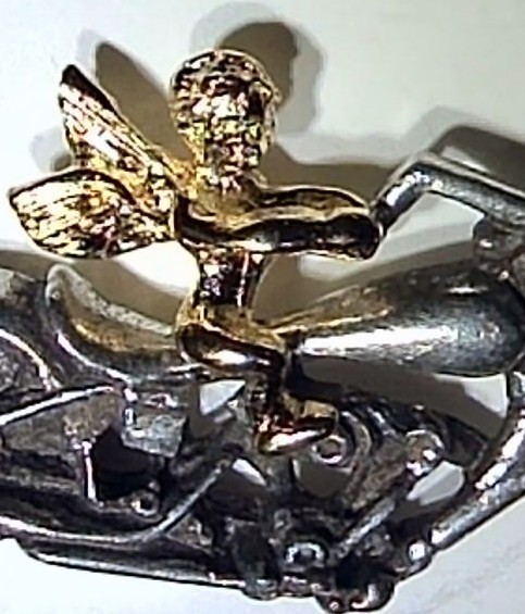 Chopper Motorcycle Angel Pin Two Tone