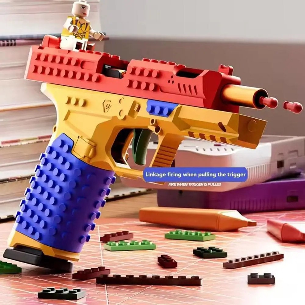 Building Block Toy Gun Continuous Fire Soft Bullet DIY Set
