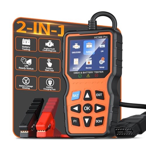 OBD2 Scanner and Battery Tester, Plug & Play Check Engine Light Code yellow