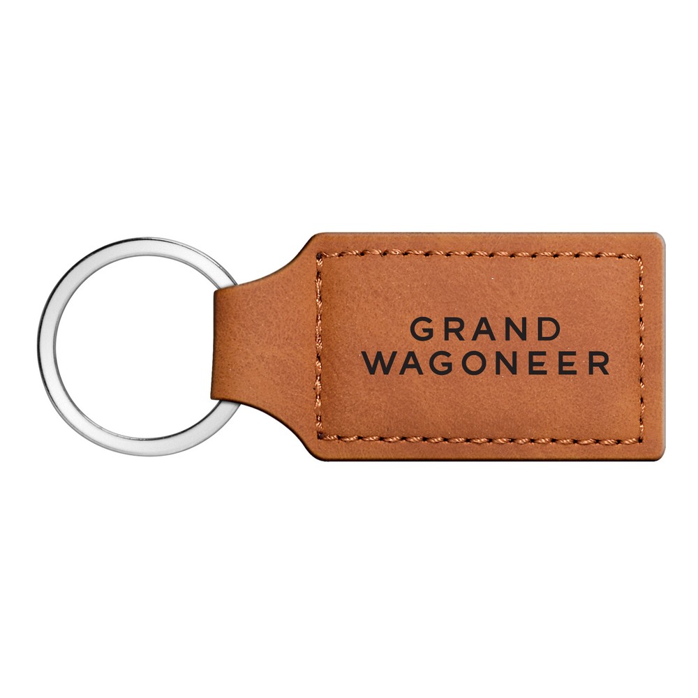 Jeep Grand Wagoneer Rectangular Brown Leather Key Chain