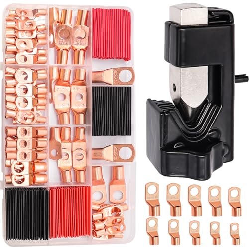 160PCS Battery Cable Ends with Hammer Lug Crimper 160PCS kit+ Crimper Tool