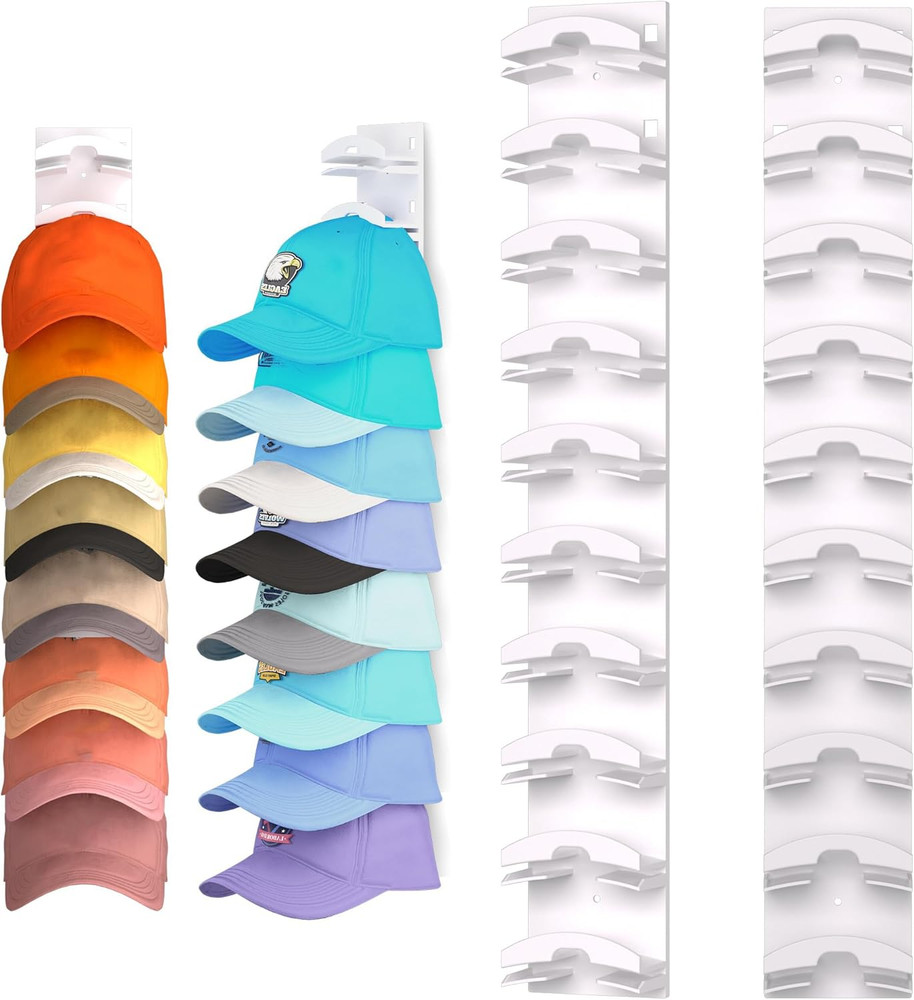 2 Pack Hat Organizer for Baseball Caps, Hat Rack for Wall with Strong Adhesive,