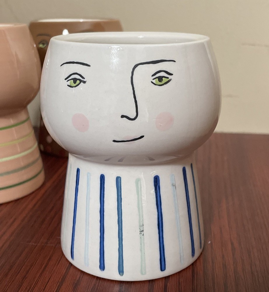 3 Opalhouse Ceramic Face Planters 4.5” NEW