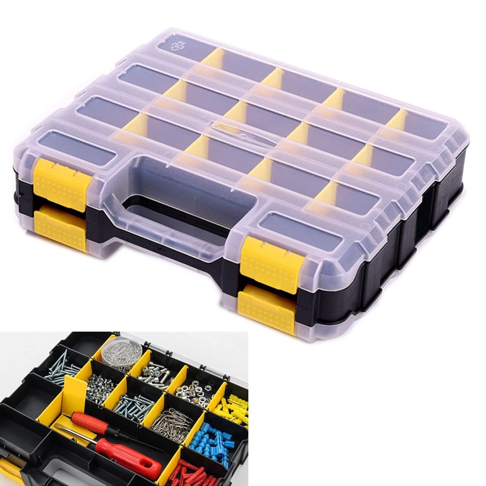 Tools Organizer Box Small Parts Storage 34-Compartment 1 PACK, Yellow
