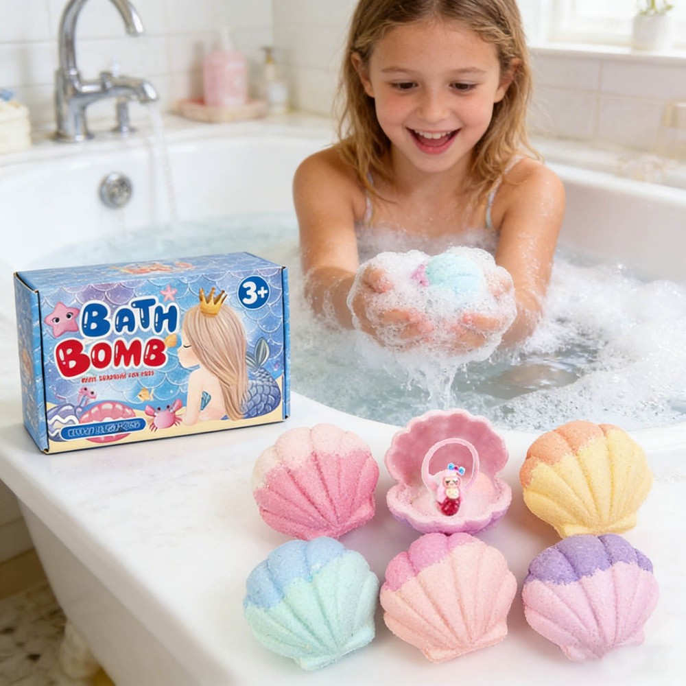 6PCS Bath Bombs for Kids with Surprise Inside