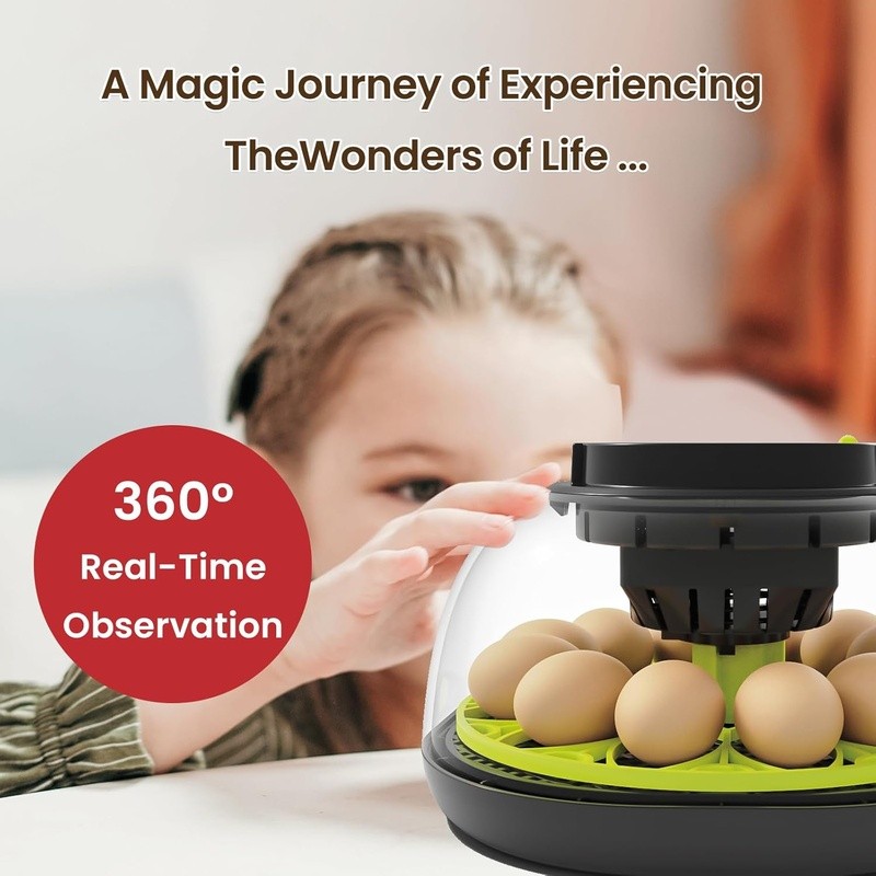 Automatic Egg Incubator LED Temp & Humidity Control Auto Turning 360° View New