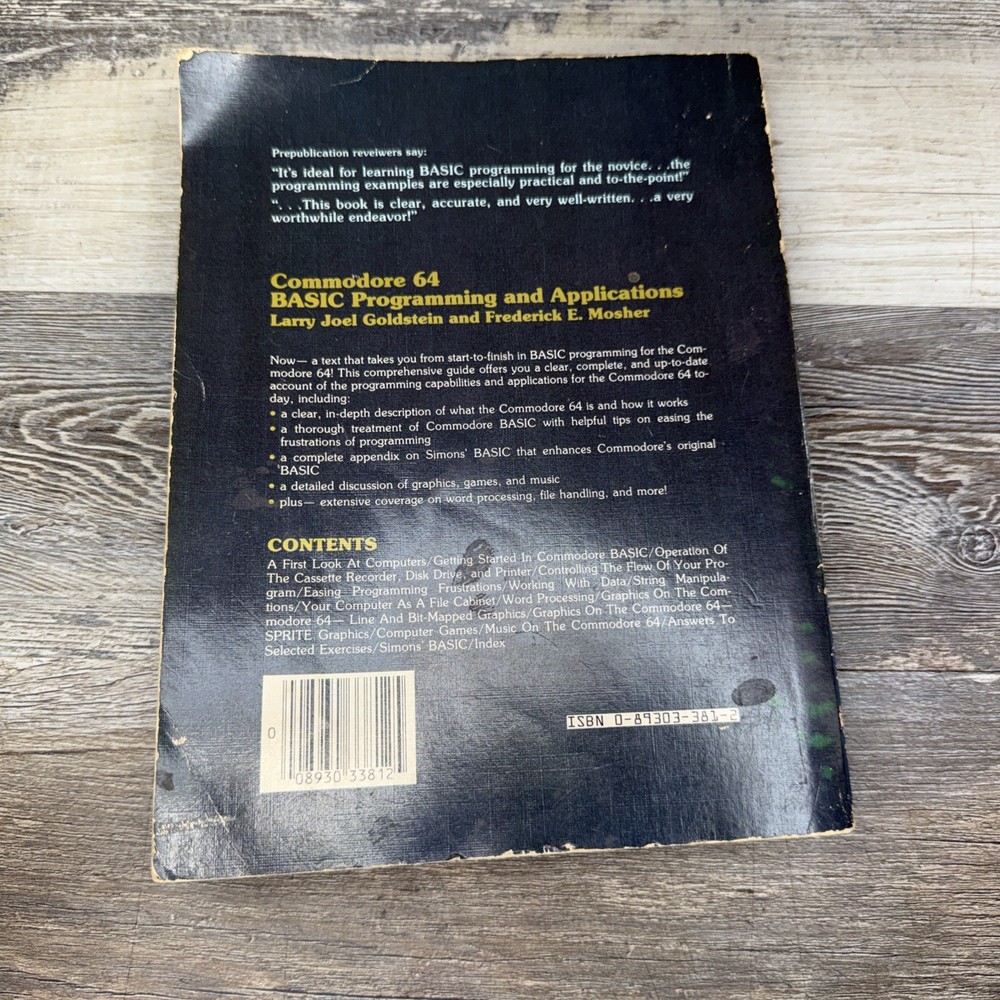 Commodore 64: Basic Programming and Applications by Goldstein Mosher 1984