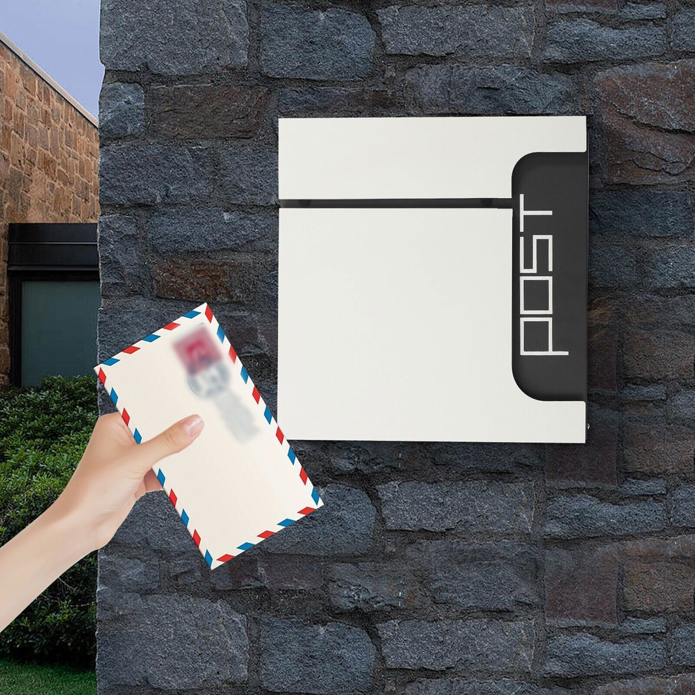 Rectangular Post Box Large Letter Mail Box Steel Lockable Wall Mount Mailbox New