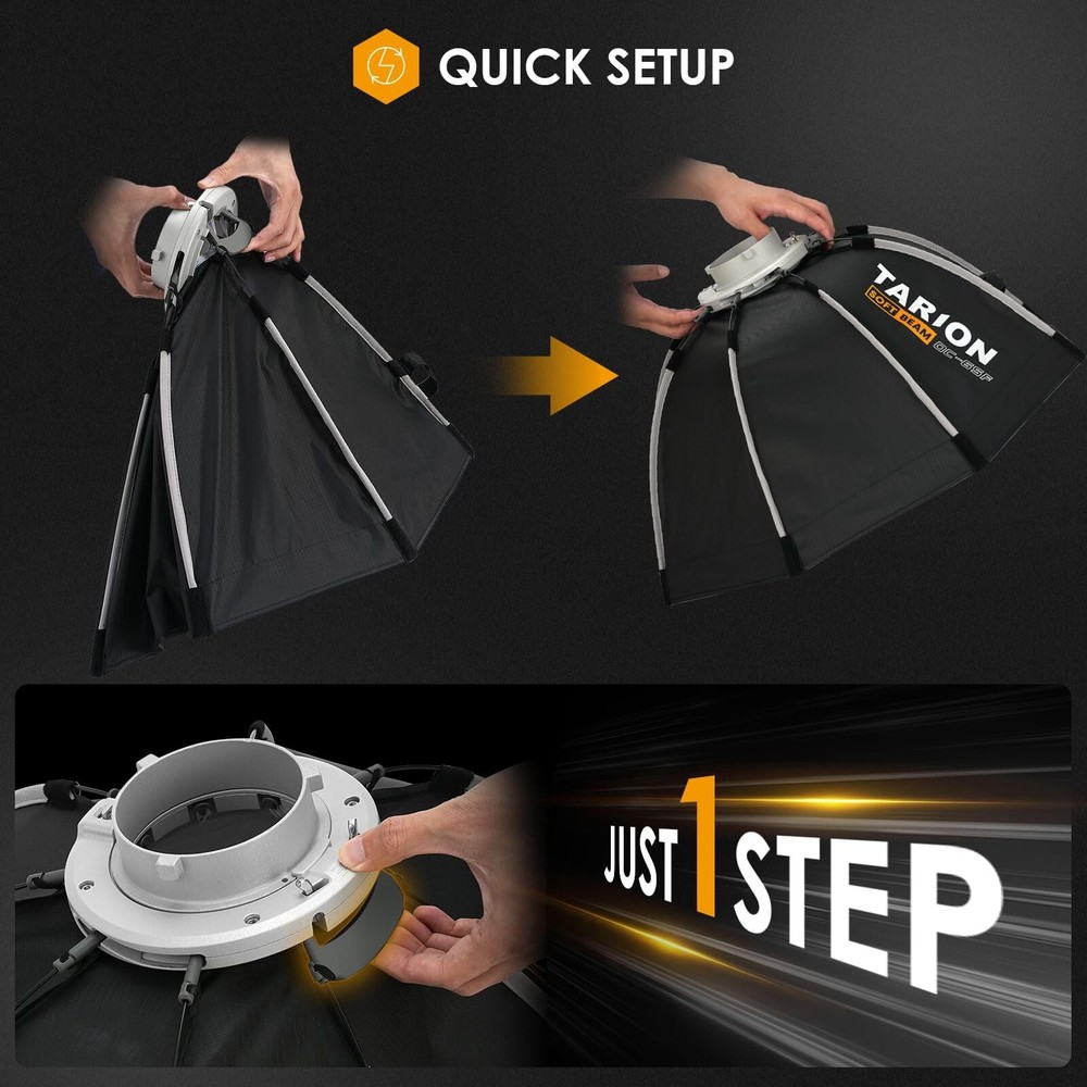 TARION Foldable Octagonal Softbox 35.4in(90cm): Quick 1-Step Setup Bowens Mou...