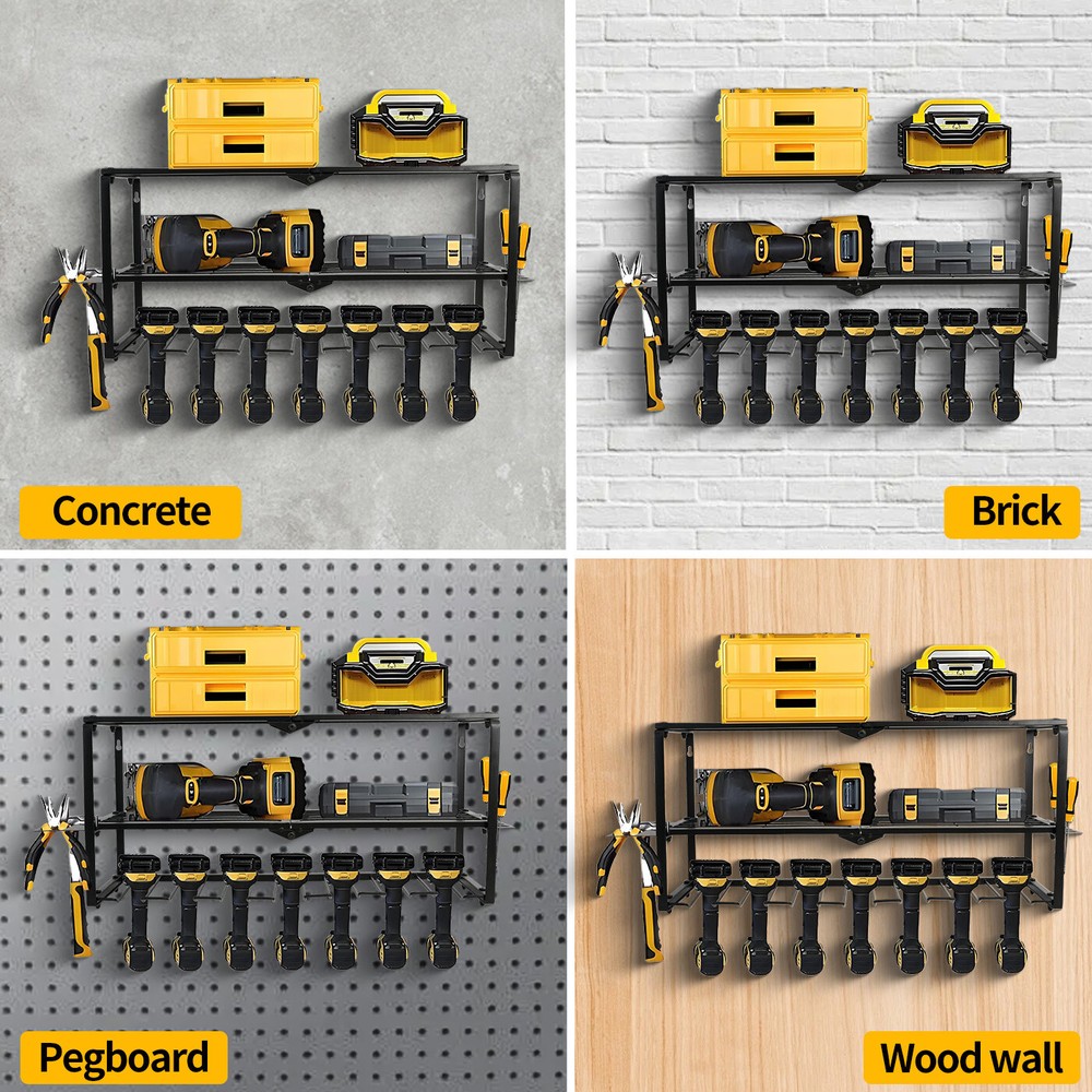 Heavy Duty Power Tool Organizer Cordless Drill Hanger Storage Rack Wall Mounted