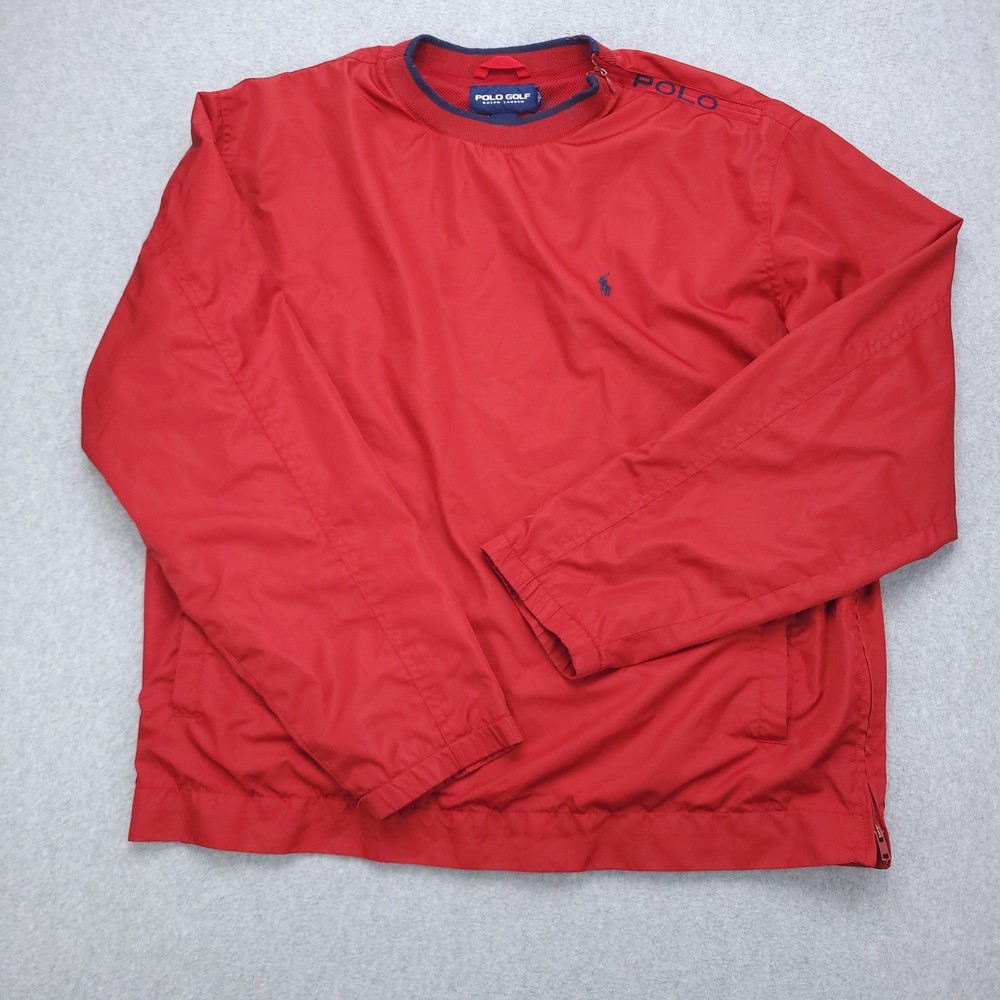 Polo Golf Ralph Lauren Pullover Windbreaker Jacket Mens Medium Vintage Red