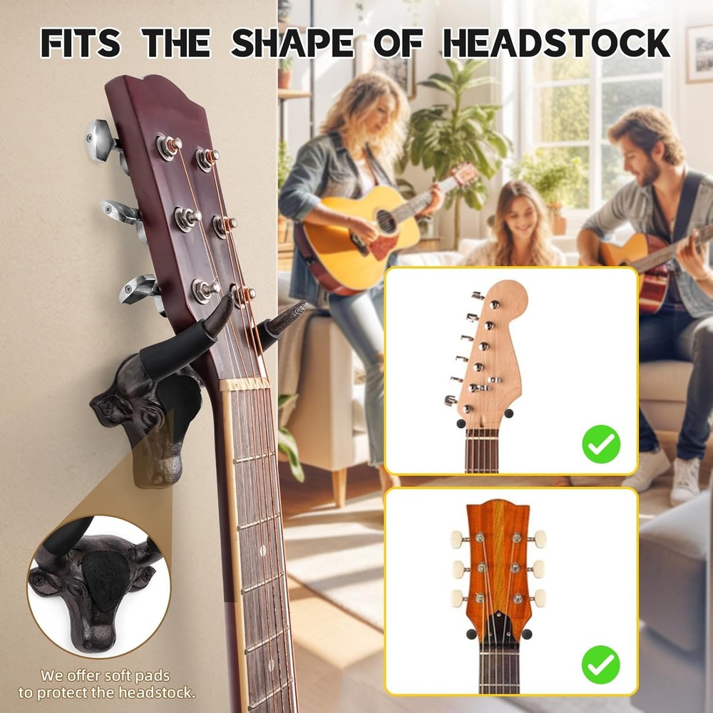 Adowes Guitar Wall Mount 2 Pack, Hanger Cast 2 Rust